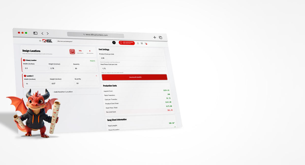 DTF Rush Orders supporting screen printing shops with wholesale pricing and tools to better seller printed apparel to their customers.