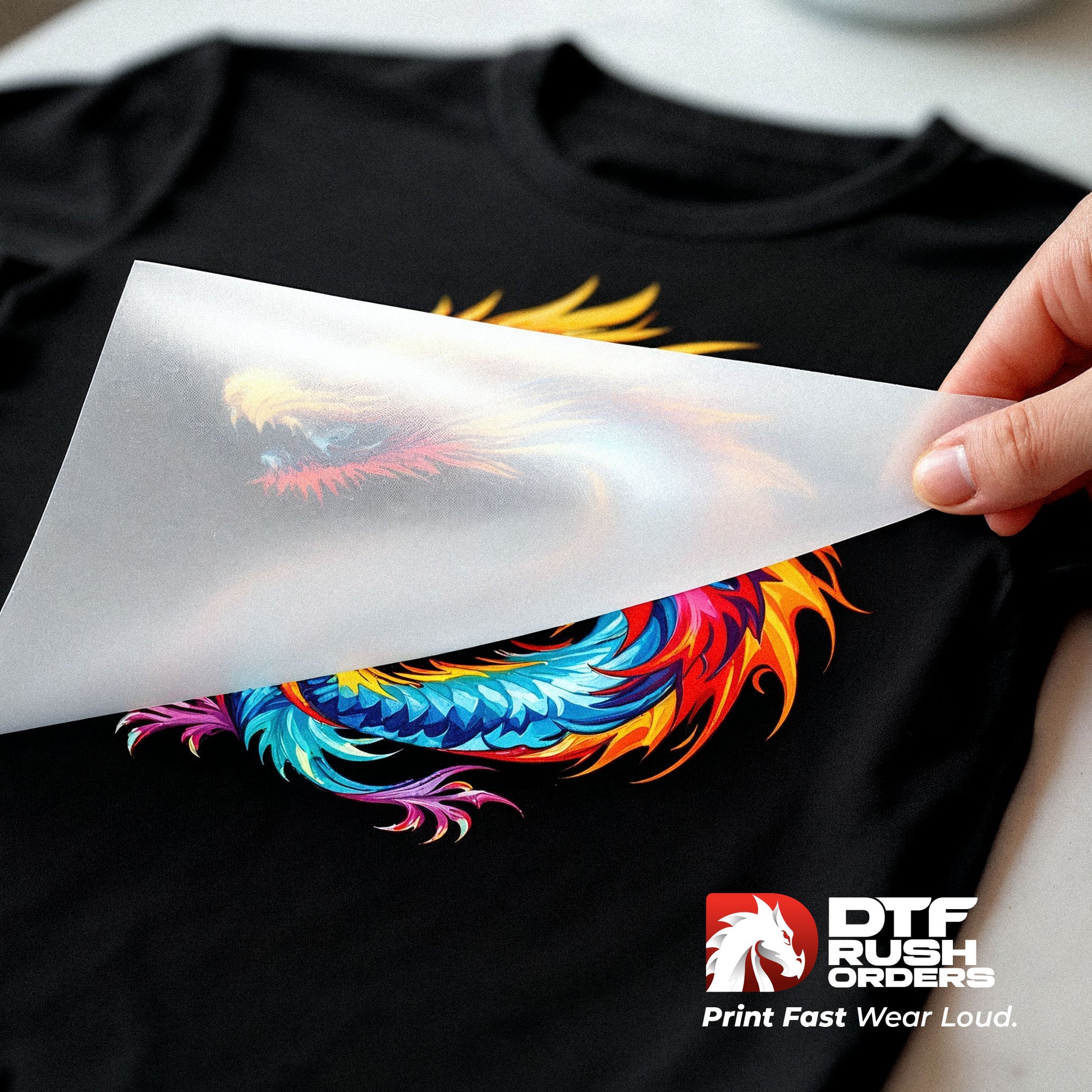 Close-up of DTF transfer printed with fine details and vibrant color